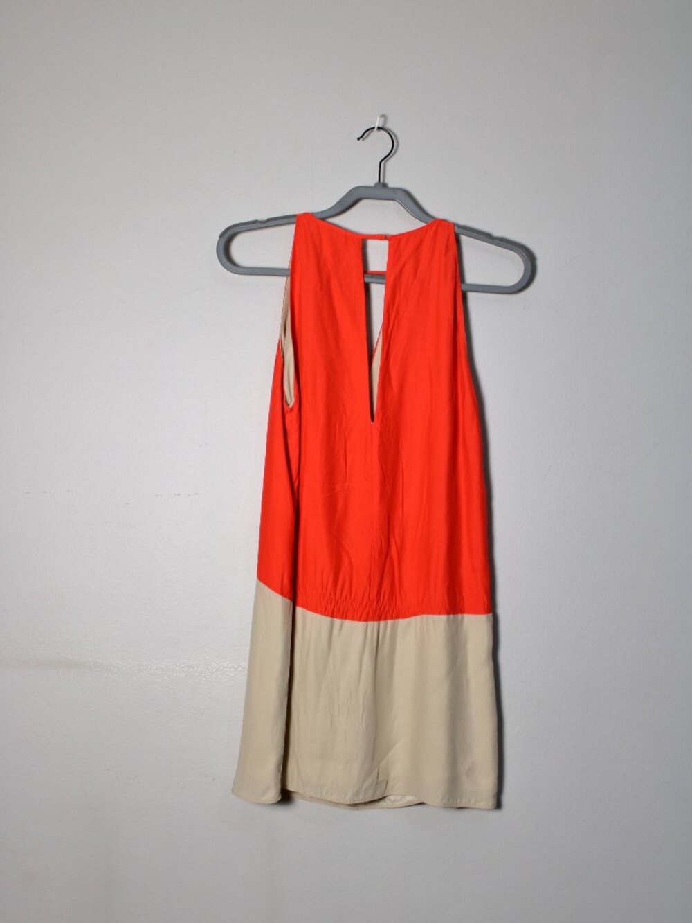 Parker Red & Cream Two Toned Silk Shift Dress XS